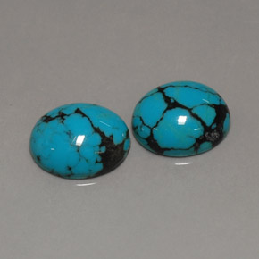 Gemas de turquesa azul natural de  ct, corte óvalo, opaco