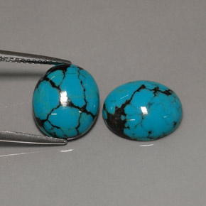 Gemas de turquesa azul natural de  ct, corte óvalo, opaco