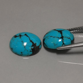 Gemas de turquesa azul natural de  ct, corte óvalo, opaco