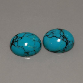 Gemas de turquesa azul natural de  ct, corte óvalo, opaco
