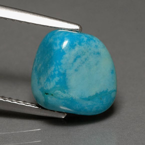 Turquesa azul natural de 3,83 ct, forma elegante, opaco