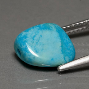 Turquesa azul natural de 3,83 ct, forma elegante, opaco