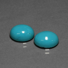 Gemas de turquesa azul natural de  ct, corte óvalo, opaco