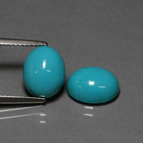 Gemas de turquesa azul natural de  ct, corte óvalo, opaco