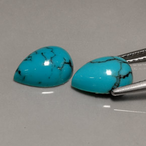 Gemas de turquesa azul natural de  ct, en forma de pera, opaco