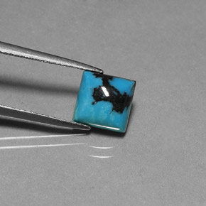 Turquesa azul natural de 1,84 ct, cuadrado, opaco