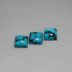 Gemas de turquesa azul natural de  ct, cuadrado, opaco