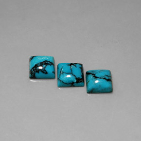 Gemas de turquesa azul natural de  ct, cuadrado, opaco
