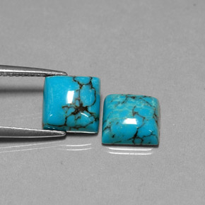 Gemas de turquesa azul natural de  ct, cuadrado, opaco