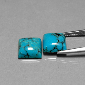 Gemas de turquesa azul natural de  ct, cuadrado, opaco