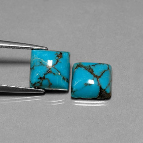 Gemas de turquesa azul natural de  ct, cuadrado, opaco