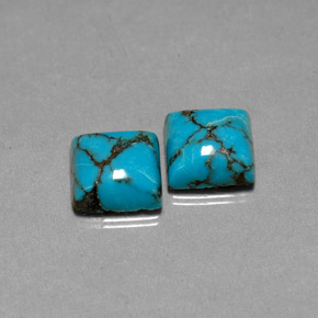 Gemas de turquesa azul natural de  ct, cuadrado, opaco