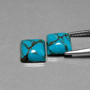 Gemas de turquesa azul natural de  ct, cuadrado, opaco