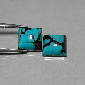 Gemas de turquesa azul natural de  ct, cuadrado, opaco