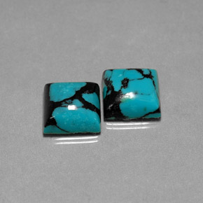 Gemas de turquesa azul natural de  ct, cuadrado, opaco