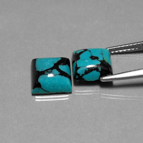 Gemas de turquesa azul natural de  ct, cuadrado, opaco