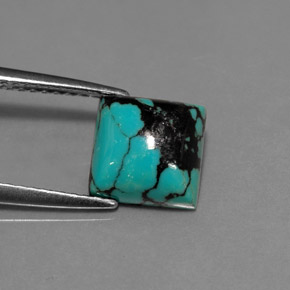 Turquesa azul natural de 1,65 ct, cuadrado, opaco