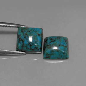 Gemas de turquesa azul natural de  ct, cuadrado, opaco