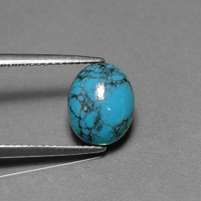 Turquesa azul natural de 1,91 ct, corte óvalo, opaco