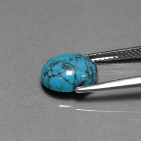 Turquesa azul natural de 1,91 ct, corte óvalo, opaco