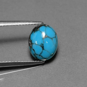 Turquesa azul natural de 1,79 ct, corte óvalo, opaco