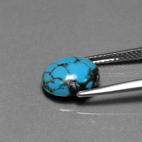 Turquesa azul natural de 1,79 ct, corte óvalo, opaco