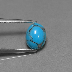 Turquesa azul natural de 1,25 ct, corte óvalo, opaco