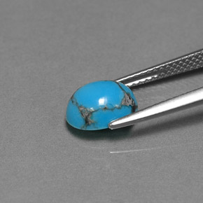 Turquesa azul natural de 1,25 ct, corte óvalo, opaco