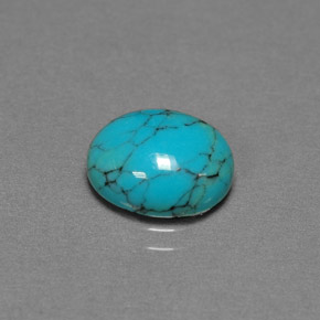 Turquesa azul natural de 1,93 ct, corte óvalo, opaco