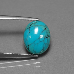 Turquesa azul natural de 1,93 ct, corte óvalo, opaco