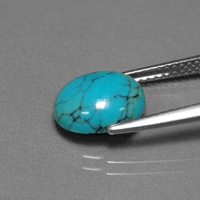 Turquesa azul natural de 1,93 ct, corte óvalo, opaco