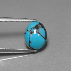 Turquesa azul natural de 1,44 ct, corte óvalo, opaco