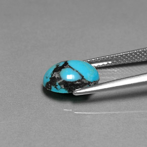Turquesa azul natural de 1,44 ct, corte óvalo, opaco