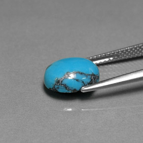 Turquesa azul natural de 2,16 ct, corte óvalo, opaco