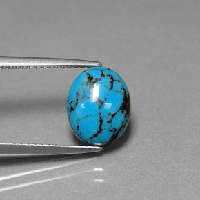 Turquesa azul natural de 1,55 ct, corte óvalo, opaco