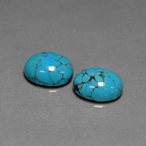 Gemas de turquesa azul natural de  ct, corte óvalo, opaco