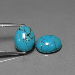 Gemas de turquesa azul natural de  ct, corte óvalo, opaco