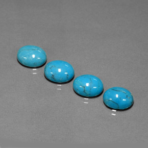 Gemas de turquesa azul natural de  ct, corte óvalo, opaco