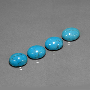 Gemas de turquesa azul natural de  ct, corte óvalo, opaco