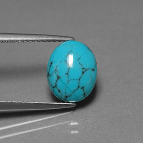 Turquesa azul natural de 1,70 ct, corte óvalo, opaco