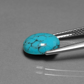 Turquesa azul natural de 1,70 ct, corte óvalo, opaco