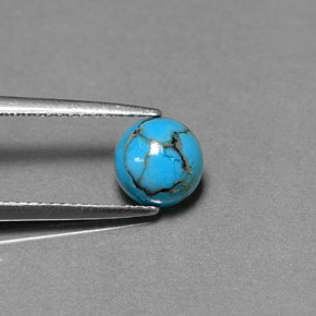 Turquesa Verde azul natural de 0.96 ct, Corte Redondo, Opaco
