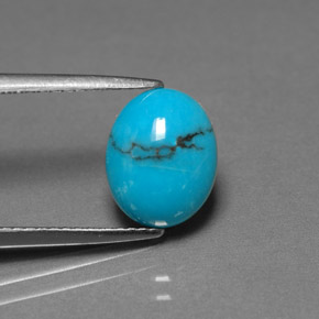 Turquesa azul natural de 1,91 ct, corte óvalo, opaco