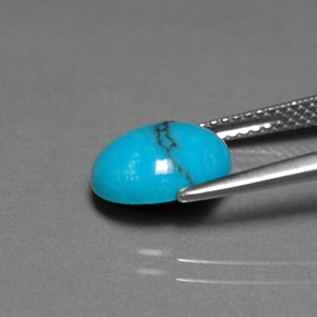 Turquesa azul natural de 1,91 ct, corte óvalo, opaco