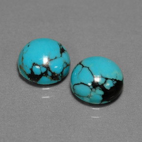 Gemas de turquesa azul natural de  ct, corte redondo, opaco