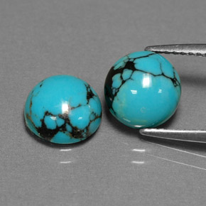 Gemas de turquesa azul natural de  ct, corte redondo, opaco
