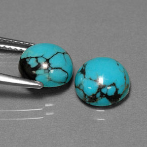 Gemas de turquesa azul natural de  ct, corte redondo, opaco