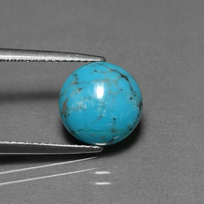 Turquesa azul natural de 2,58 ct, corte redondo, opaco
