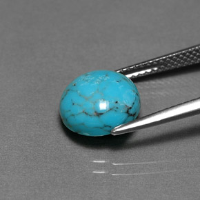 Turquesa azul natural de 2,58 ct, corte redondo, opaco