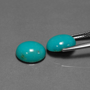 Gemas de turquesa verde natural de  ct, corte óvalo, opaco